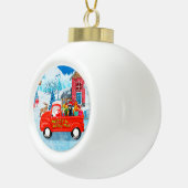 Boule En Céramique Doberman Chien de Noël Livraison Camion Neige (Droite)