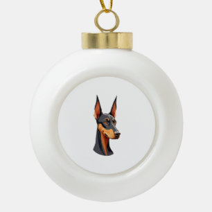Boule En Céramique Doberman de l'oreille naturelle