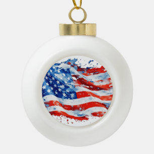 Boule En Céramique Drapeau américain USA Aquarelle 4 juillet