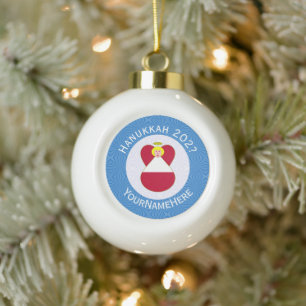 Boule En Céramique Drapeau autrichien Ange Hanukkah Personnalisé
