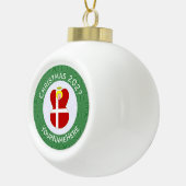 Boule En Céramique Drapeau de Noël danois personnalisé (Droite)