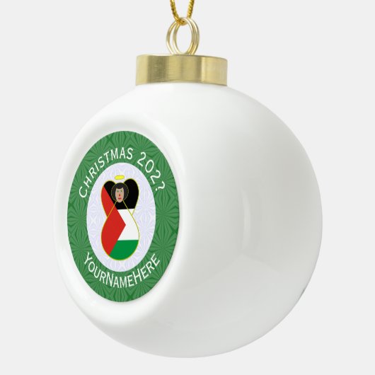 Boule En Céramique Drapeau de Noël de l'ange palestinien personnalisé (Droite)