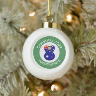 Boule En Céramique Drapeau de Noël personnalisé d'ange australien 