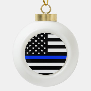 Boule En Céramique Drapeau de police de la ligne bleue mince