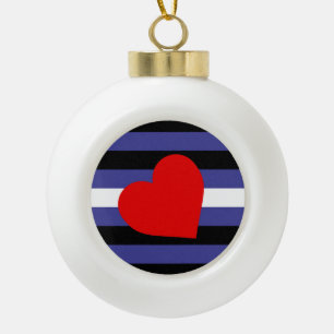 Boule En Céramique Drapeau et cœur de fierté en cuir