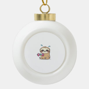 Boule En Céramique Drôle Chibi Sloth Workout Cute Kawaii Gym Cartoon