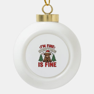 Boule En Céramique Drôle de Noël Vache des Highlands Je vais bien Tou