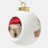 Boule En Céramique drôle mignon chien akita habillé en père Noël (Droite)