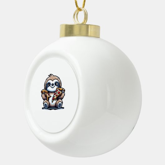 Boule En Céramique Drôle Sloth mangeant Pizza, Amoureux des animaux K (Droite)