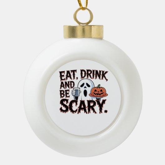 Boule En Céramique Eat Drink Be Scary Halloween Pumpkin Creative Styl (Devant)