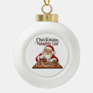 Boule En Céramique Échec et mat Liste Vilains Noël Père Noël Échecs