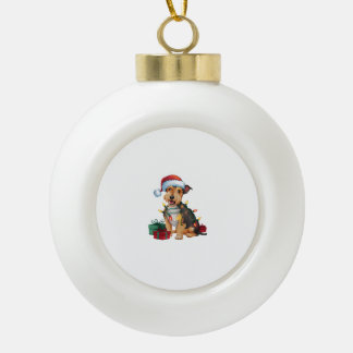 Boule En Céramique Éclairage de Noël Chapeau Patterdale Terrier Chien