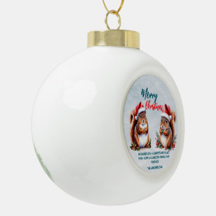 Boule En Céramique écureuil de grande taille Santa hat Merry neige de