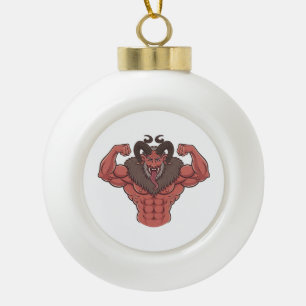 Boule En Céramique Éffrayant Krampus Noël Flexing Muscle Fitness