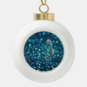 Boule En Céramique Élégance en mouvement : Aqua Seahorse sur Aqua Bok