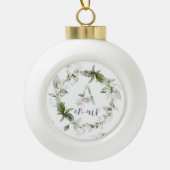 Boule En Céramique Élégant Monogramme Floral 'A' - Amour (Devant)