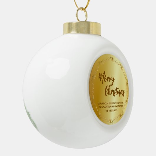 Boule En Céramique Elégante couronne d'or Père Noël Sled Deer joyeux (Gauche)