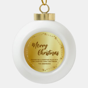 Boule En Céramique Elégante couronne d'or Père Noël Sled Deer joyeux 