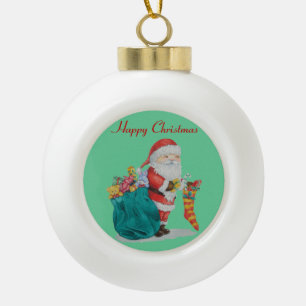 Boule En Céramique Engendrez Noël avec des jouets et des cadeaux dan