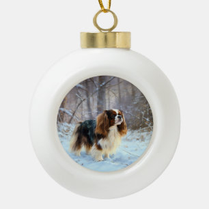 Boule En Céramique English Toy Spaniel Qu'il neige Noël 