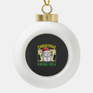 Boule En Céramique Équipe de boulangerie de Noël bonhomme de neige de