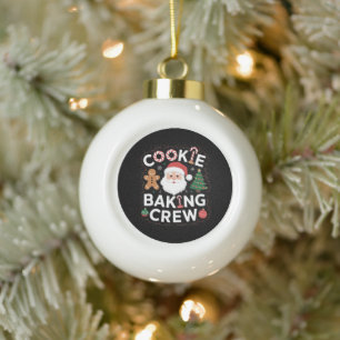 Boule En Céramique Équipe de fabrication de biscuits de Noël Famille