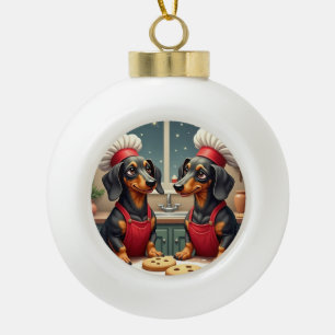 Boule En Céramique Fabricants de biscuits de Noël de teckel Fête de p