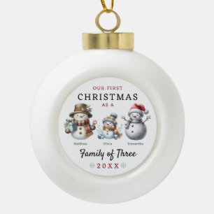 Boule En Céramique Famille des trois premiers Noël