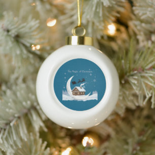 Boule En Céramique Fantaisiste traîneau du Père Noël "La Magie de Noë