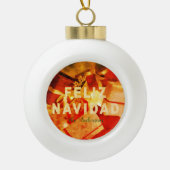 Boule En Céramique Feliz Navidad Red Gold Green Élégant Noël (Devant)