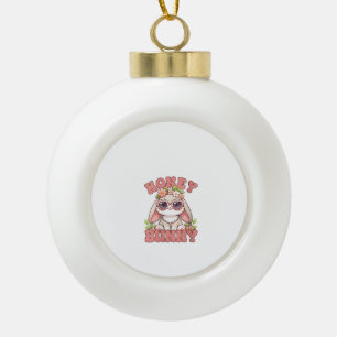 Boule En Céramique Femme Vintage Pâques Honey Bunny Fleurs Lapin L
