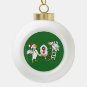 Boule En Céramique Festif Puffins de Noël Décoration Nest (Devant)