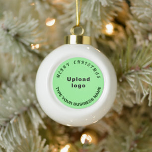 Boule En Céramique Feu de Noël d'affaires vert sur blanc