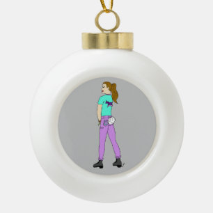 Boule En Céramique fille avec une queue de lapin