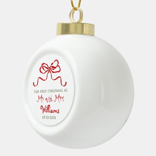 Boule En Céramique First Christmas As Mr and Mrs Bow (Droite)