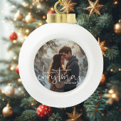 Boule En Céramique First Christmas Together Couple Name Photo