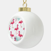 Boule En Céramique Flamingo tropical et feuille, motif d'été. (Droite)