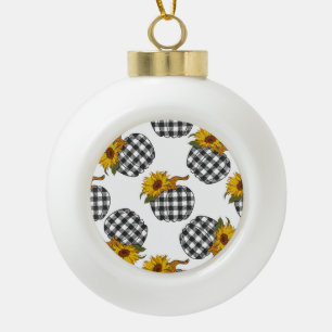 Boule En Céramique Fleurs de soleil, citrouille plaid, décoration de