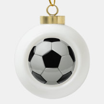 Football Soccer Ball Ceramic Christmas Ornament