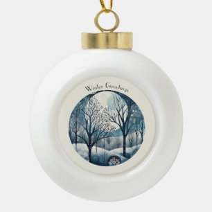 Boule En Céramique Forêt Nordique Lune Douce Nuit d'Hiver