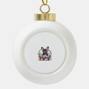 Boule En Céramique Frenchie Chien de Pâques Frenchie Chien Œufs Dessi