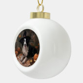 Boule En Céramique Frontière Collie Citrouilles Halloween effroi (Droite)