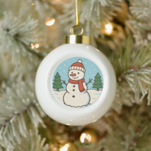 Boule En Céramique Fun Snowman mignon Noël
