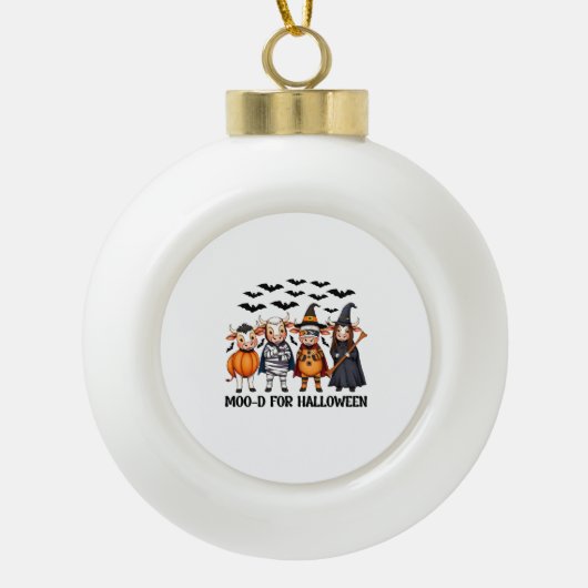 Boule En Céramique Funny Highland Cow Moo-d pour Halloween (Devant)