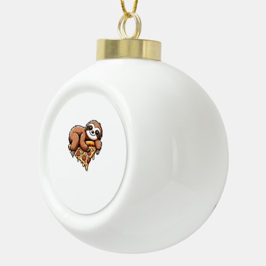 Boule En Céramique Funny Sloth mangeant Pizza, Kawaii Amoureux des an (Droite)