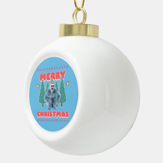 Boule En Céramique Funny Yeti - Joyeux Noël (Droite)