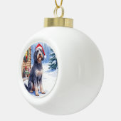 Boule En Céramique German Wirehaired Pointer Snowy Lodge Santa Hat (Droite)