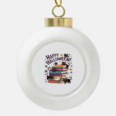 Boule En Céramique Ghost Cat Lecture Livres Lover Cadeaux Halloween S (Devant)