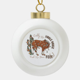 Boule En Céramique Giddy Up Jingle Horses Ramassez Vos Pieds Noël