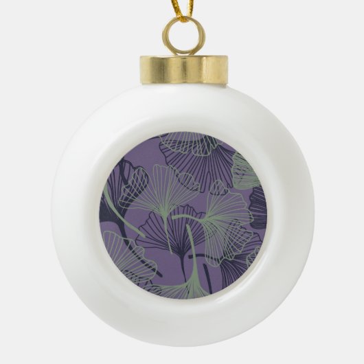 Boule En Céramique Gingko biloba : motif vintage abstrait. (Devant)